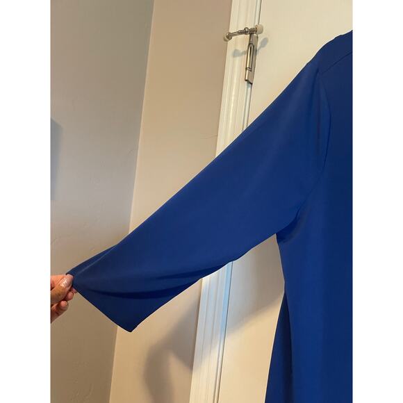 Chico's The Ultimate Tee blue 3/4 sleeve asymetrical liquid knit top 2 US L 12 - Picture 3 of 9